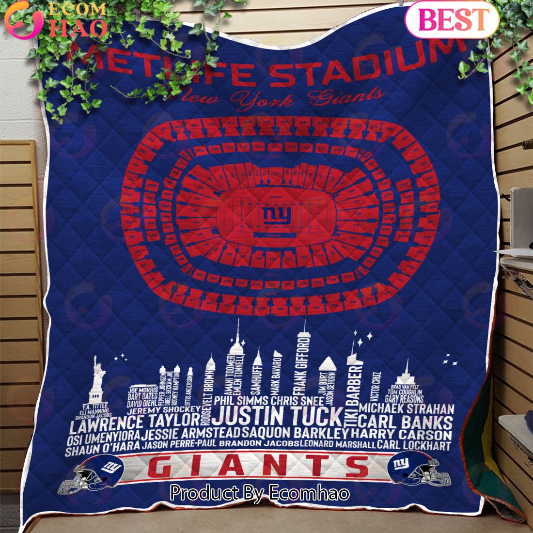 New York Giants NFL Football Legend Skyline Quilt Blanket