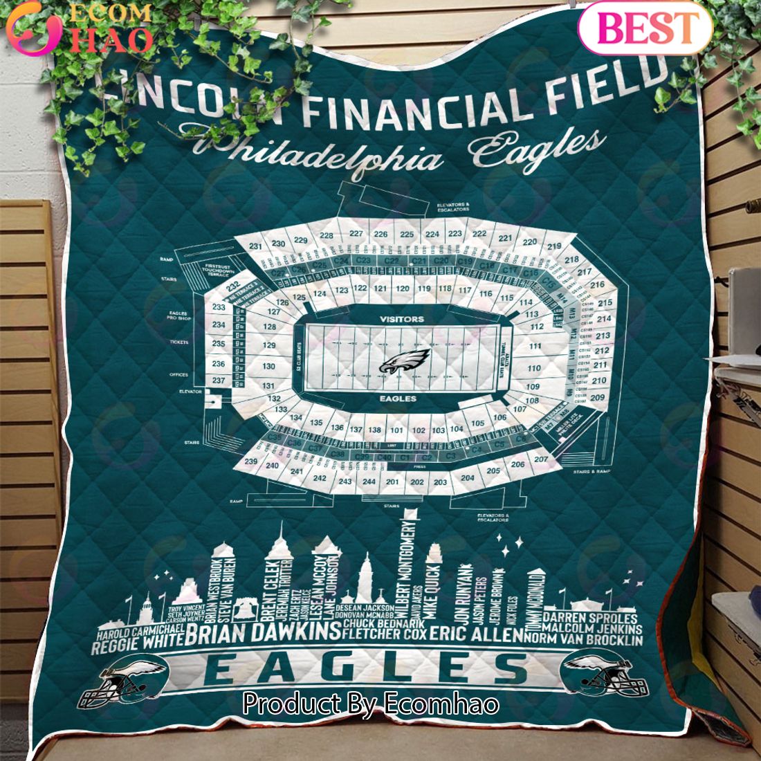 Philadelphia Eagles NFL Football Legend Skyline Quilt Blanket