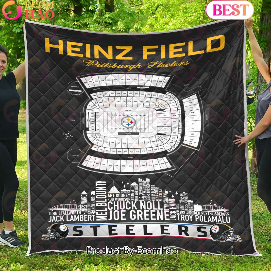 Pittsburgh Steelers NFL Football Legend Skyline Quilt Blanket