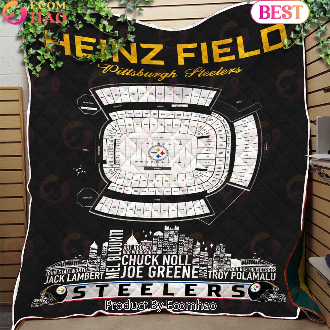 Pittsburgh Steelers NFL Football Legend Skyline Quilt Blanket