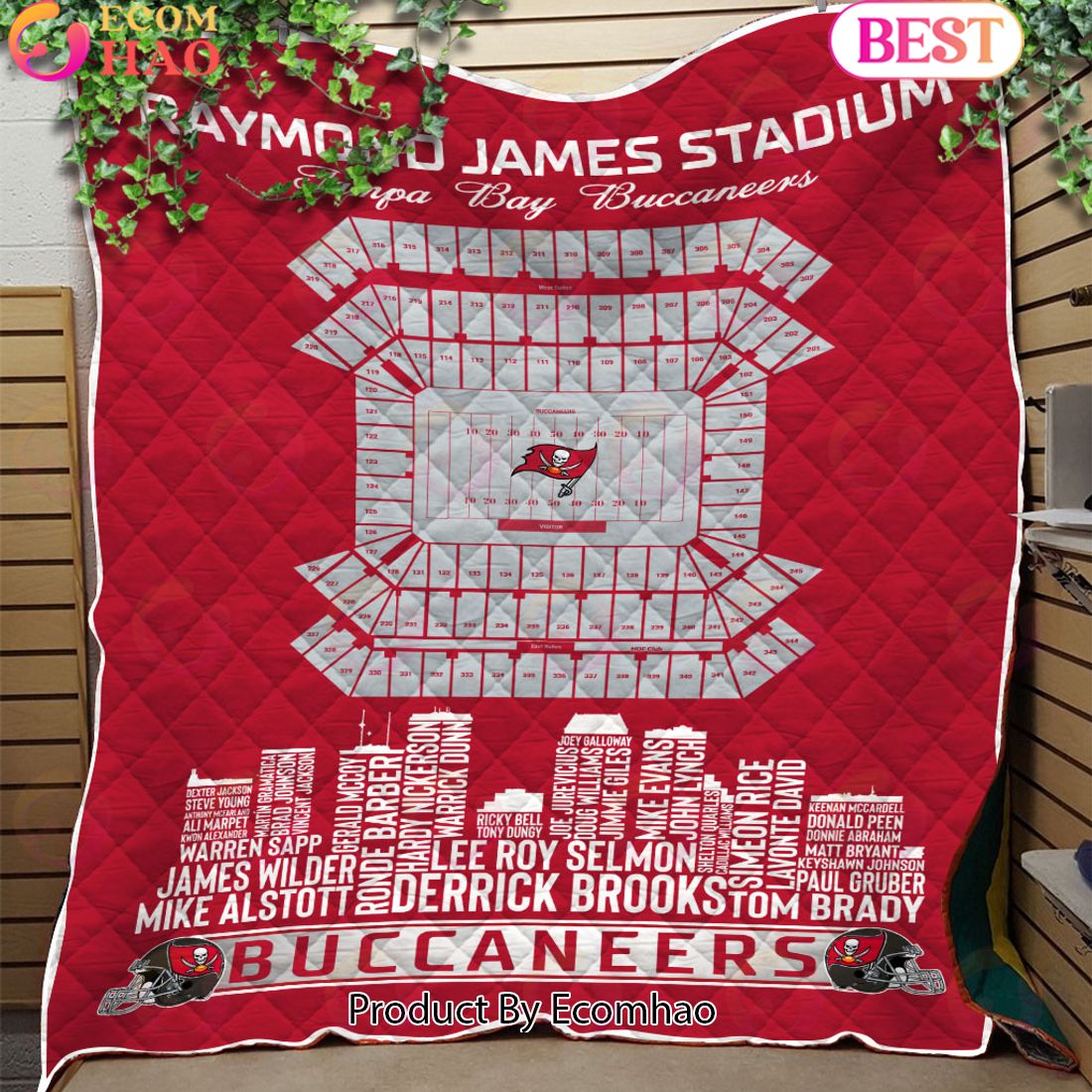 Tampa Bay Buccaneers NFL Football Legend Skyline Quilt Blanket