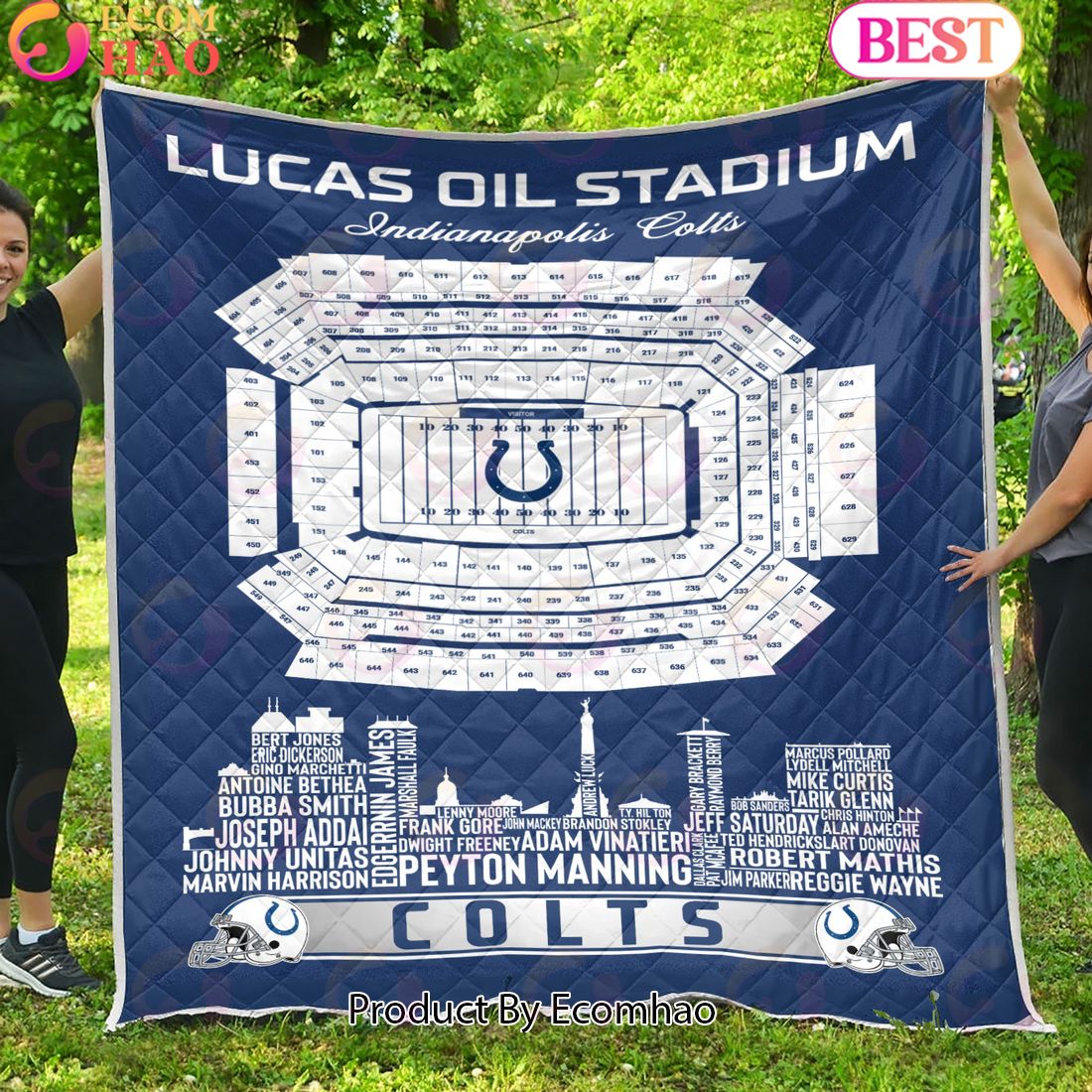 Indianapolis Colts NFL Football Legend Skyline Quilt Blanket