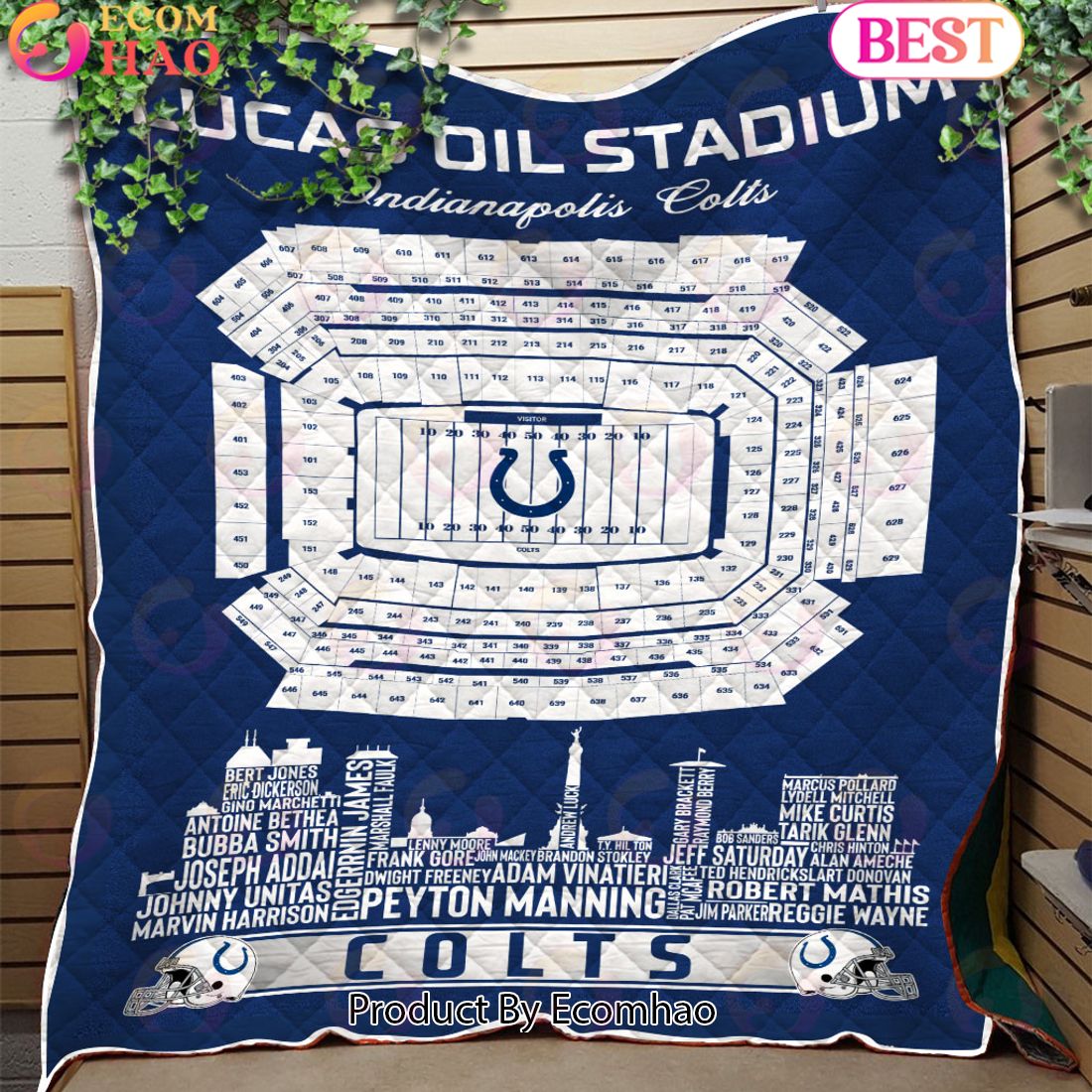 Indianapolis Colts NFL Football Legend Skyline Quilt Blanket