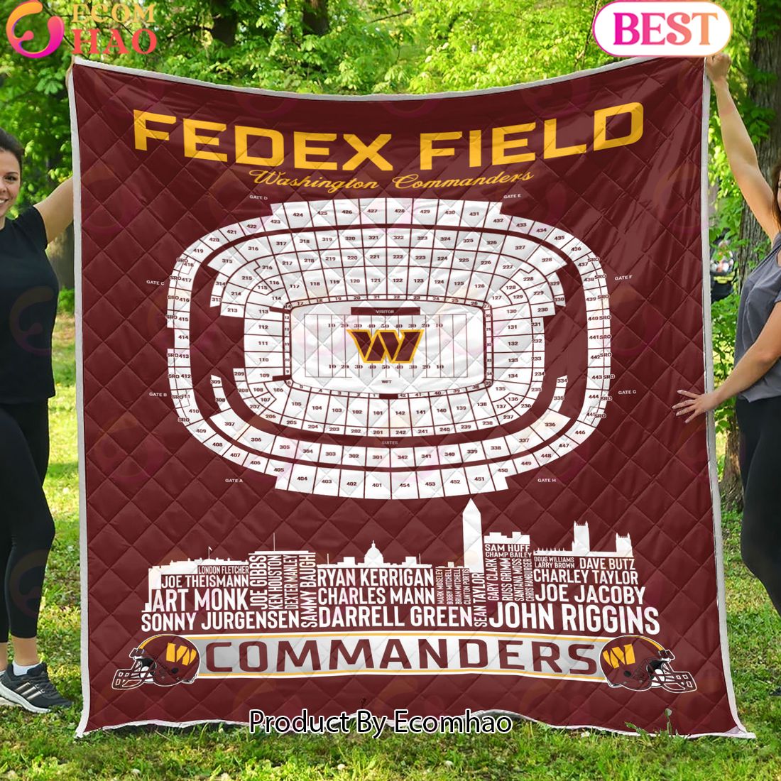 Washington Commanders NFL Football Legend Skyline Quilt Blanket