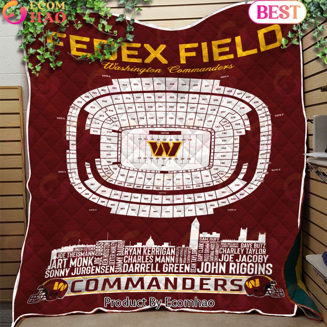 Washington Commanders NFL Football Legend Skyline Quilt Blanket