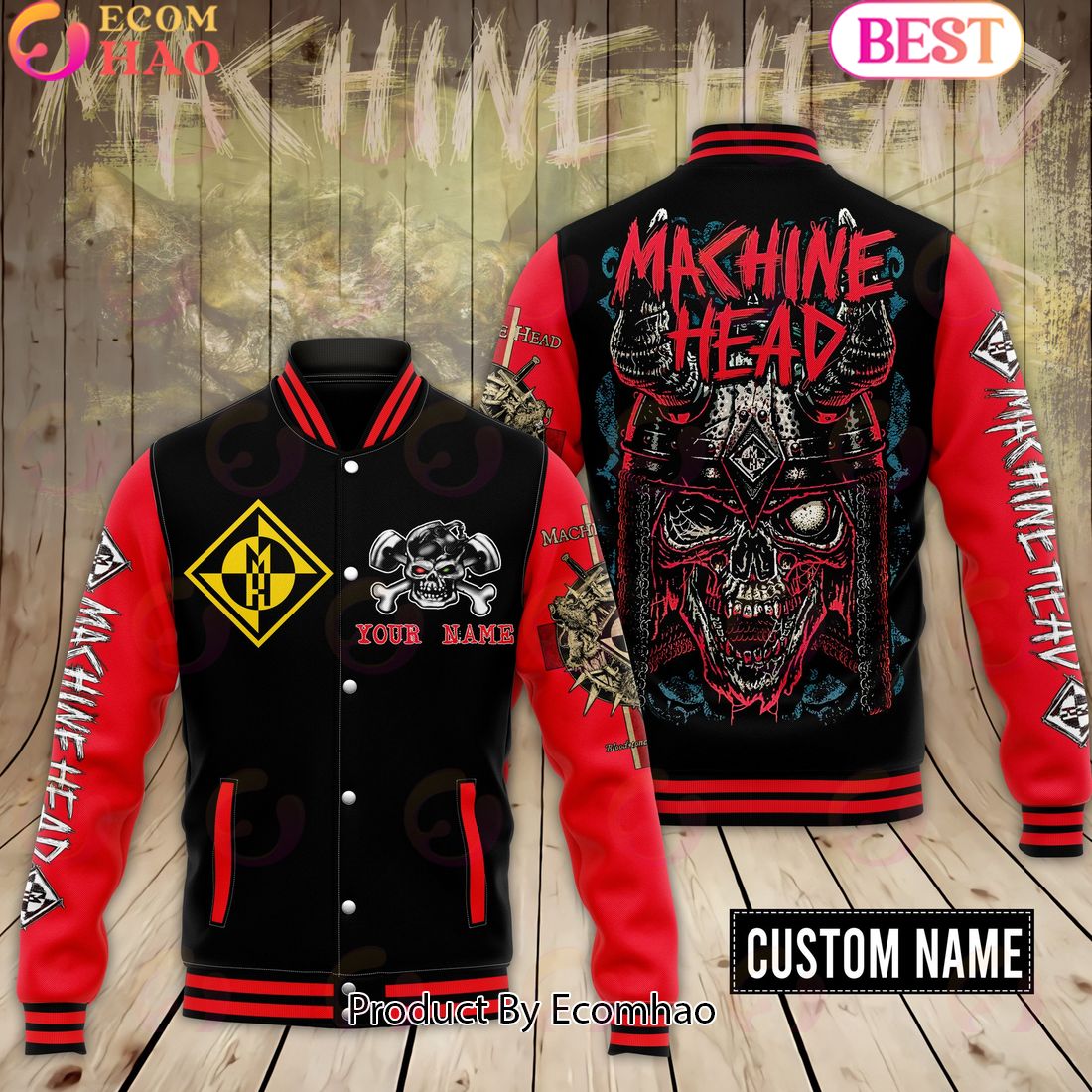 Custom Name Machine Head Baseball Jacket