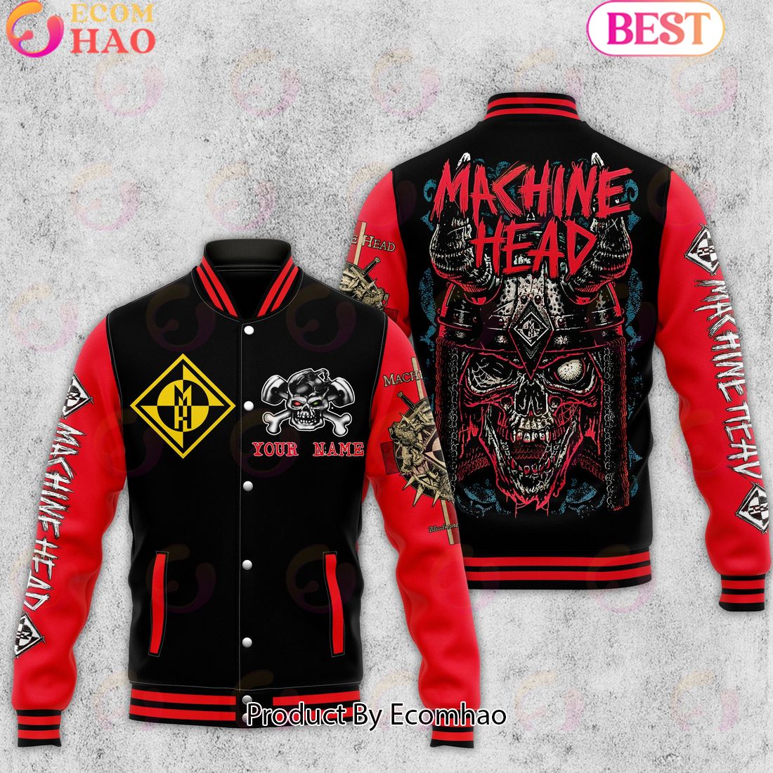 Custom Name Machine Head Baseball Jacket