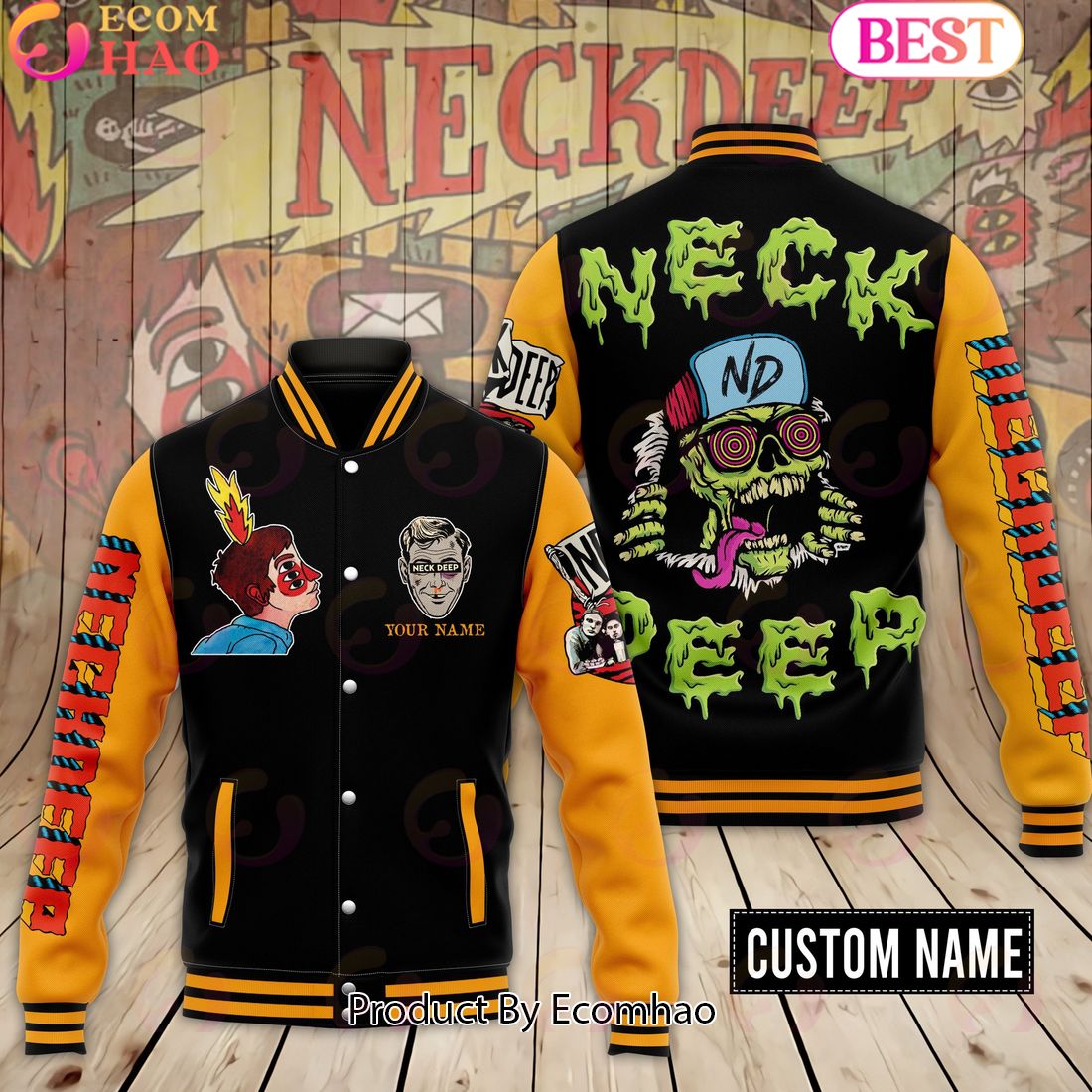 Custom Name Neck Deep Baseball Jacket