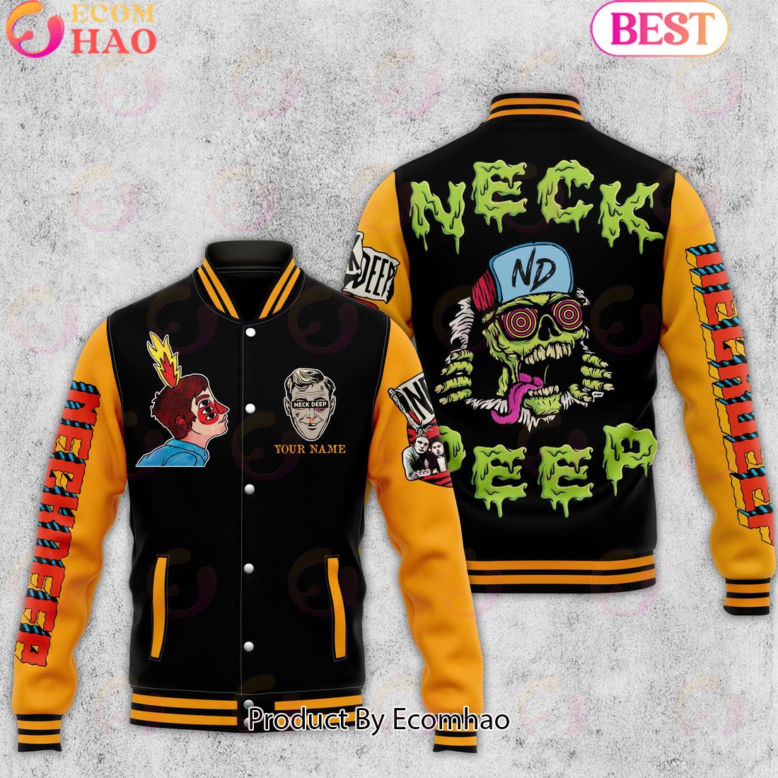 Custom Name Neck Deep Baseball Jacket