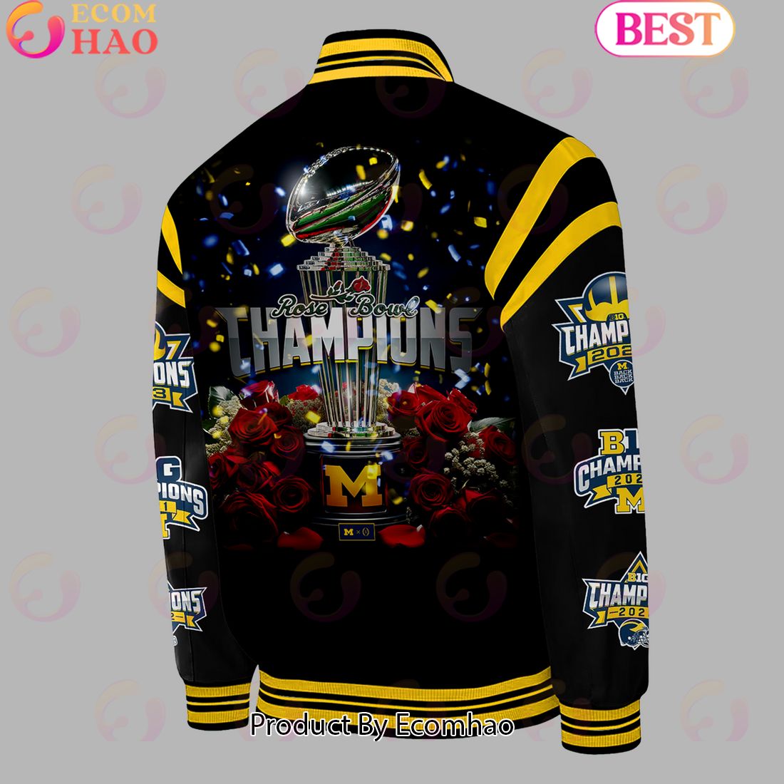 Michigan Football Champions Rose Bowl 2024 Baseball Jacket