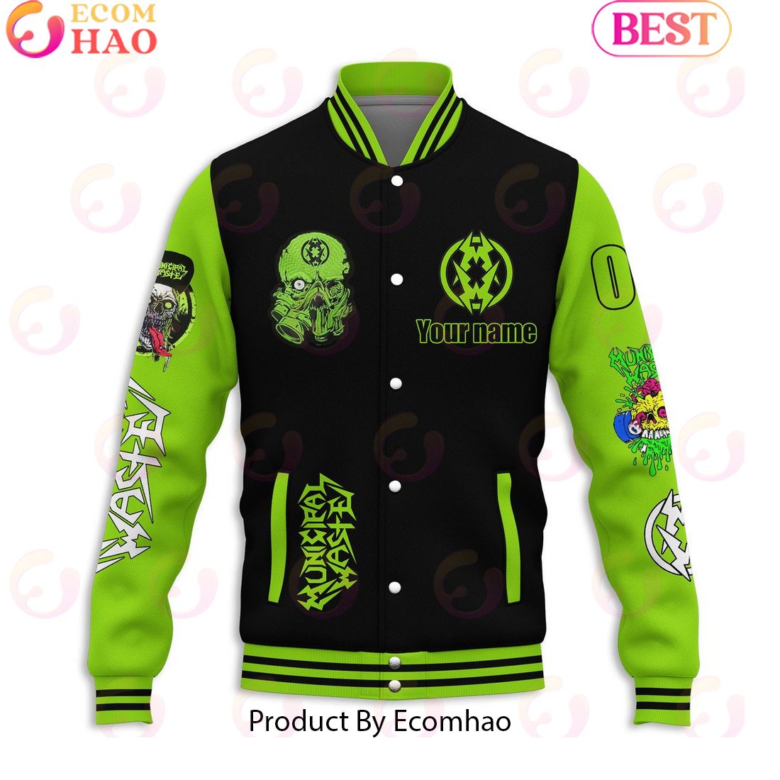 Custom Name And Number Municipal Waste Baseball Jacket