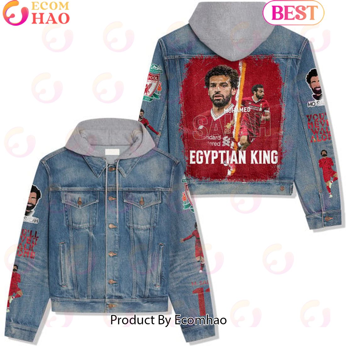 Mohamed Salah Egyptian King Hooded Denim Jacket