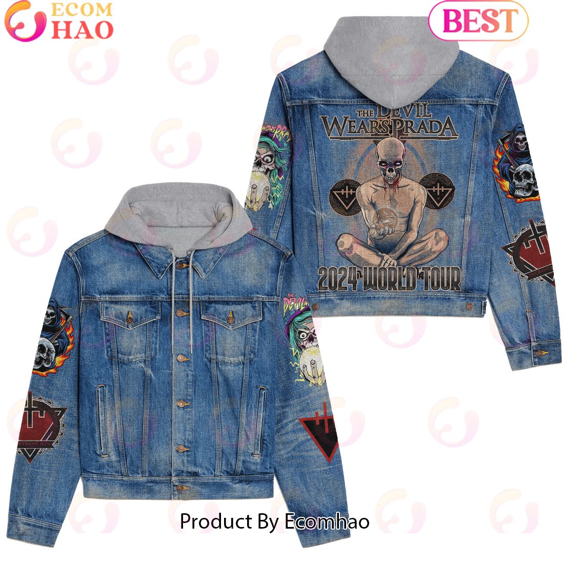 The Devil Wears Prada 2024 World Tour Hooded Denim Jacket - Ecomhao Store