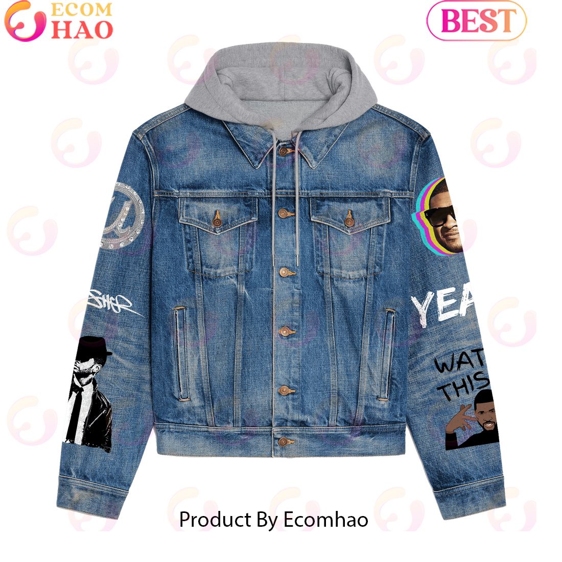 You Make Me Wanna Usher Hooded Denim Jacket