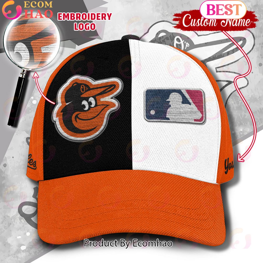 MLB Baltimore Orioles Custom Name Embroidery Cap