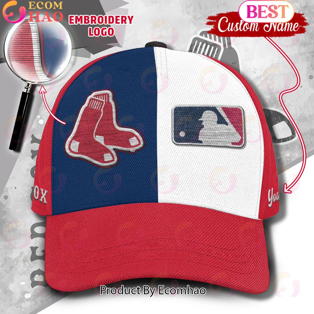 MLB Boston Red Sox Custom Name Embroidery Cap