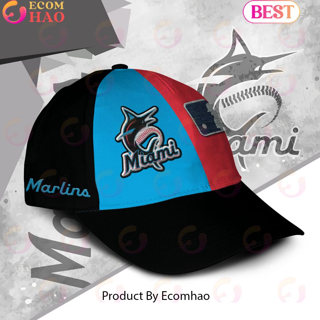 MLB Miami Marlins Custom Name Embroidery Cap