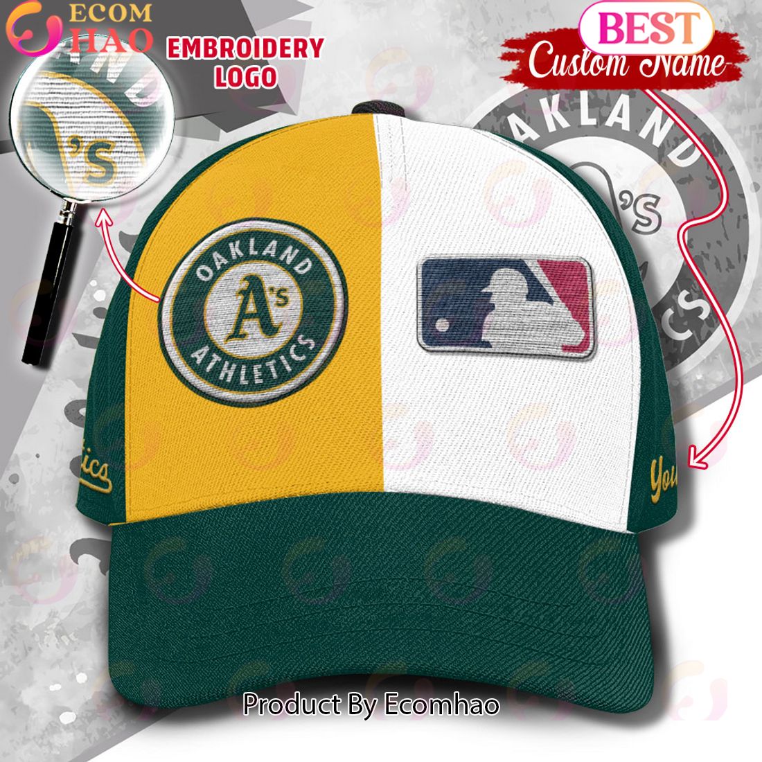 MLB Oakland Athletics Custom Name Embroidery Cap