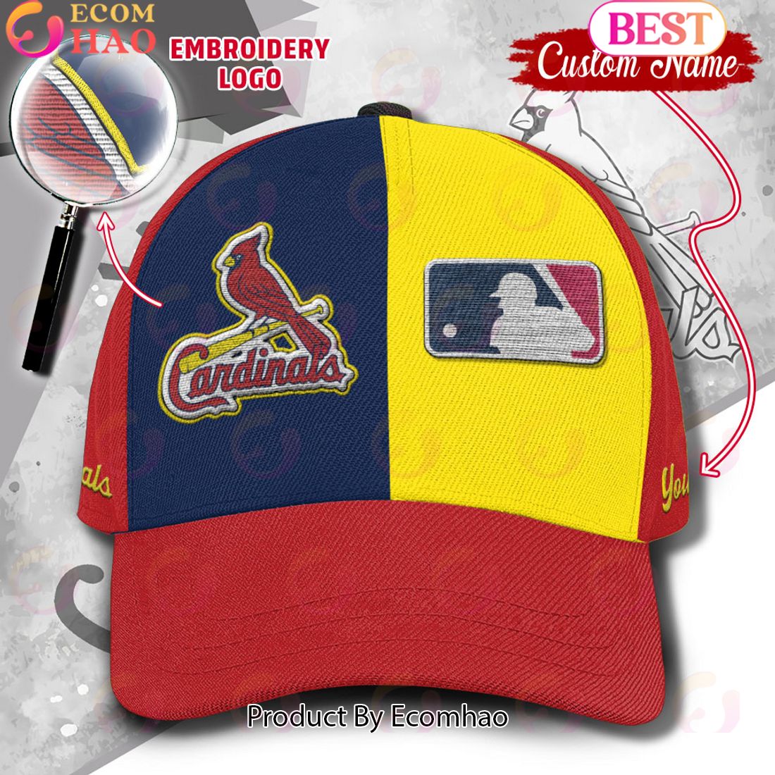 MLB St Louis Cardinals Custom Name Embroidery Cap