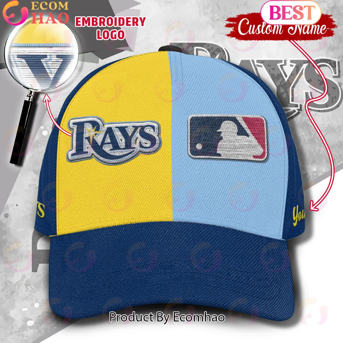 MLB Tampa Bay Rays Custom Name Embroidery Cap