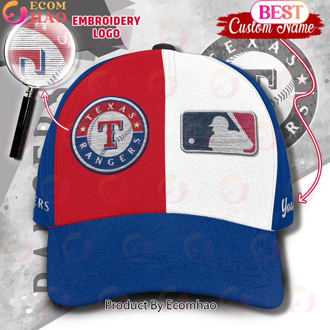 MLB Texas Rangers Custom Name Embroidery Cap