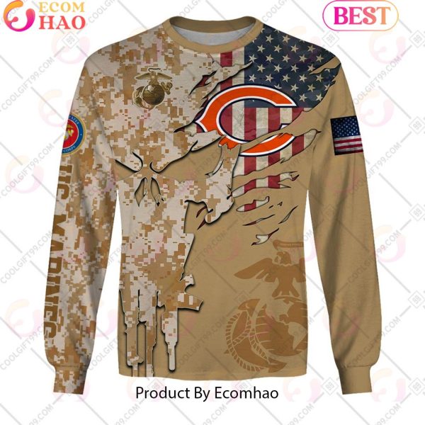 NFL Chicago Bears Special Marine Camo Design 3D Hoodie
