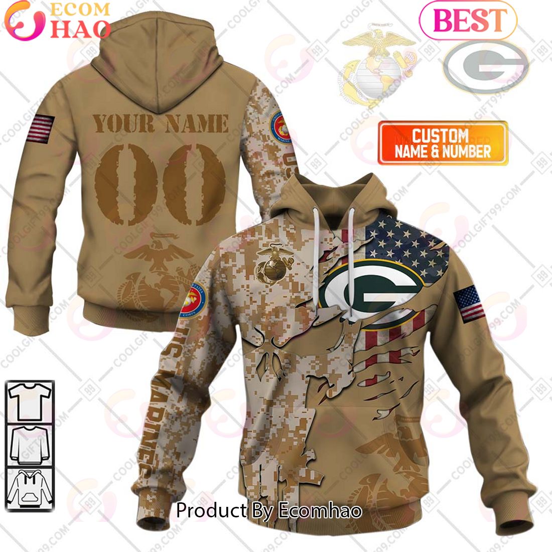 NFL Denver Broncos Special Marine Camo Design 3D Hoodie