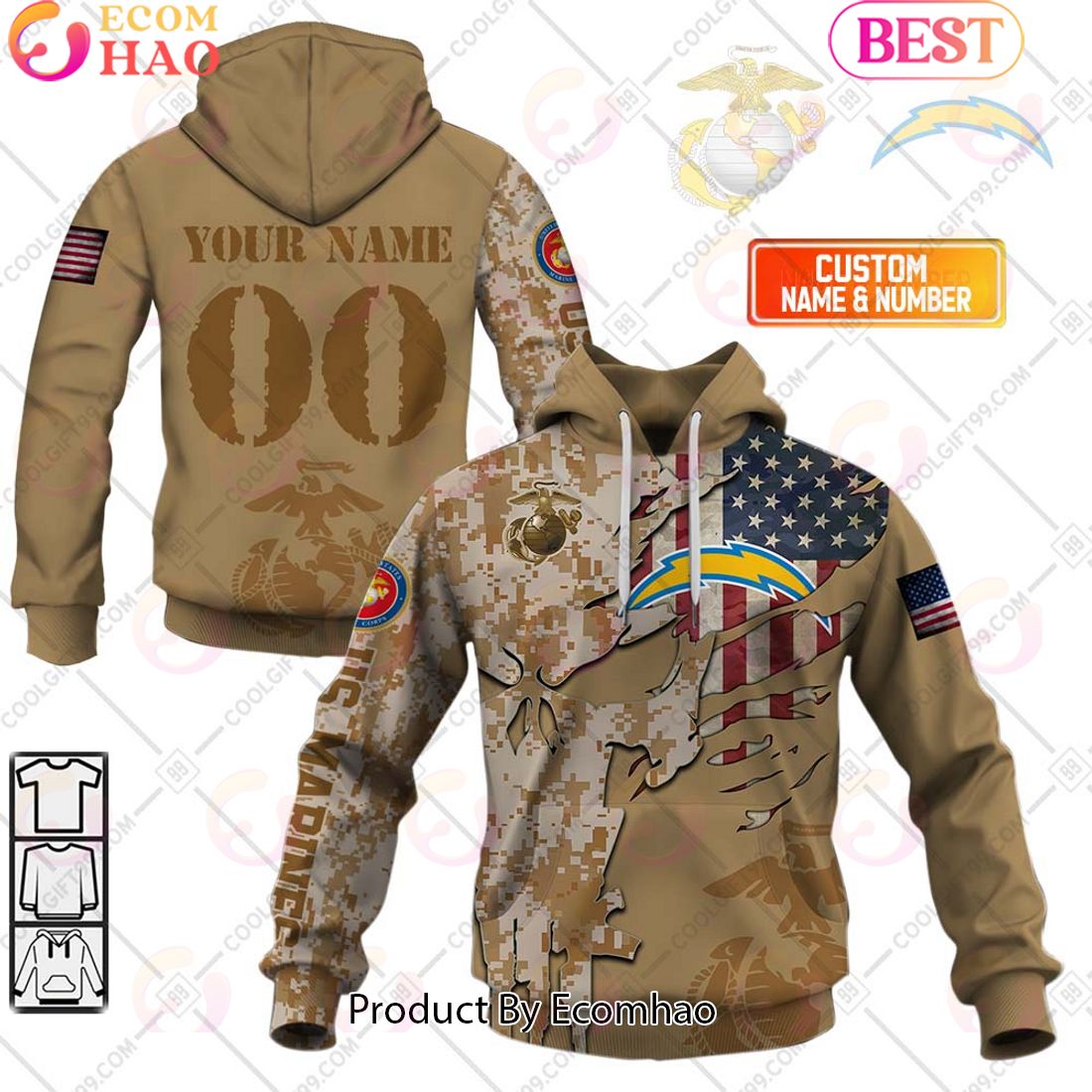 NFL New England Patriots Special Marine Camo Design 3D Hoodie