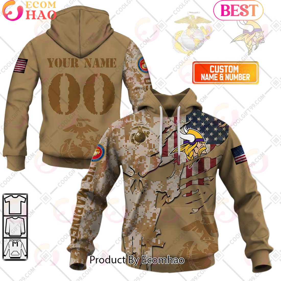 NFL New York Giants Special Marine Camo Design 3D Hoodie