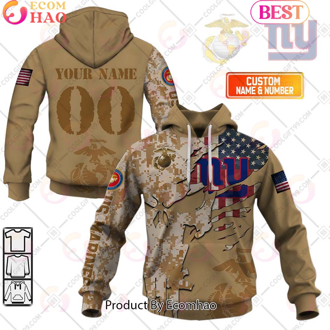 NFL Philadelphia Eagles Special Marine Camo Design 3D Hoodie