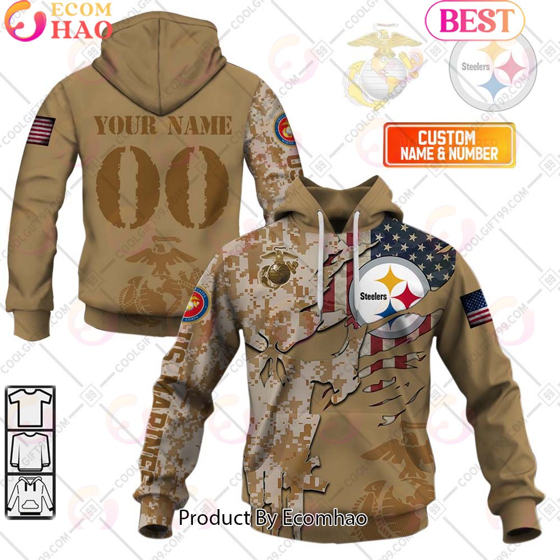 NFL Philadelphia Eagles Special Marine Camo Design 3D Hoodie