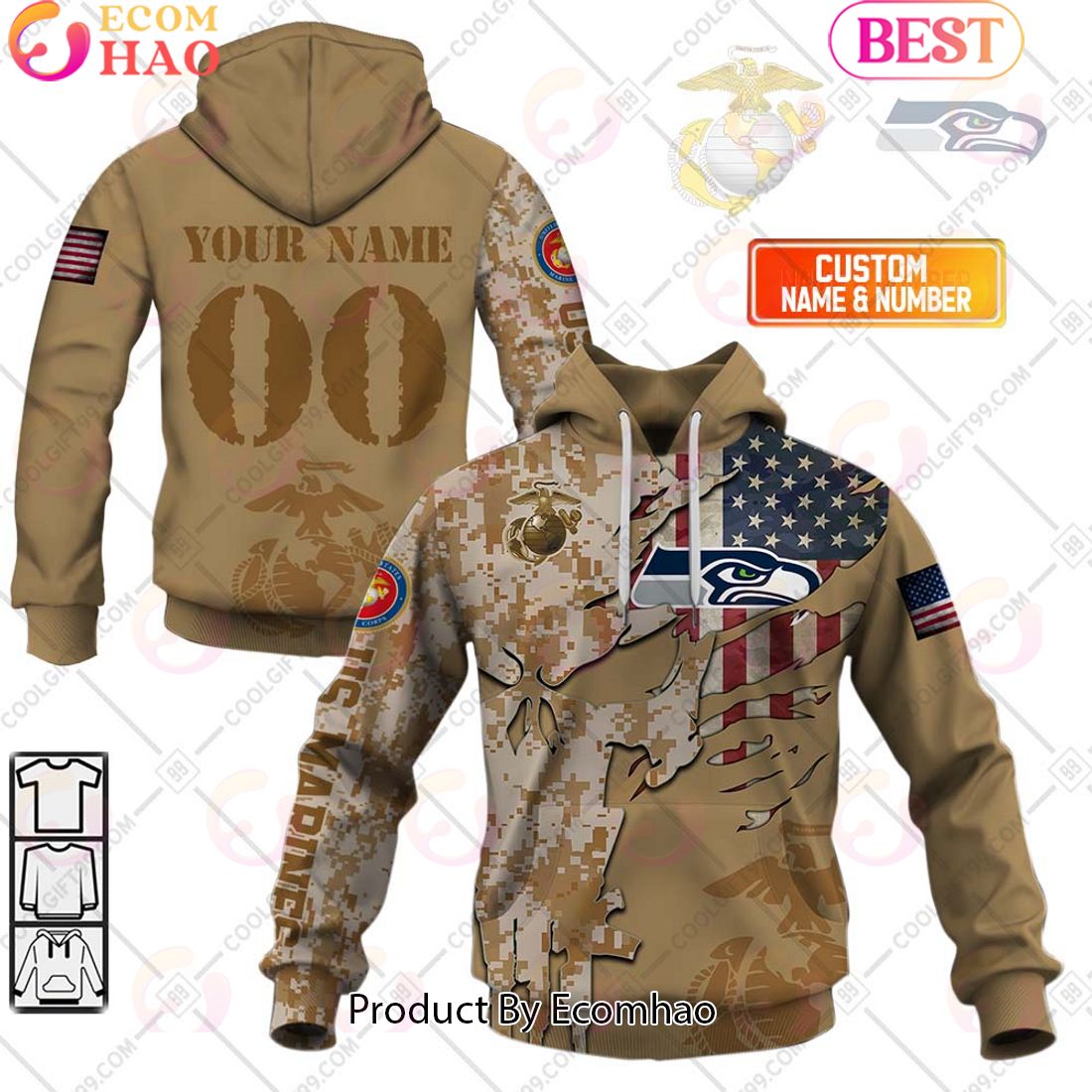 NFL San Francisco 49ers Special Marine Camo Design 3D Hoodie