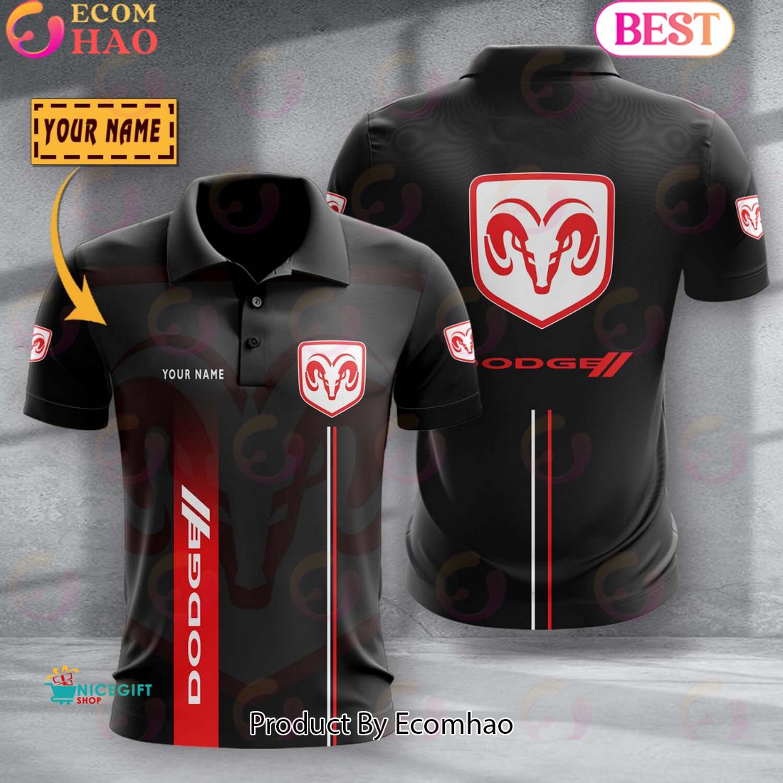 Custom Name TRUCK Foton Full Black Design Polo Shirt