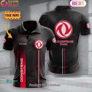 Custom Name TRUCK Dongfeng Full Black Design Polo Shirt