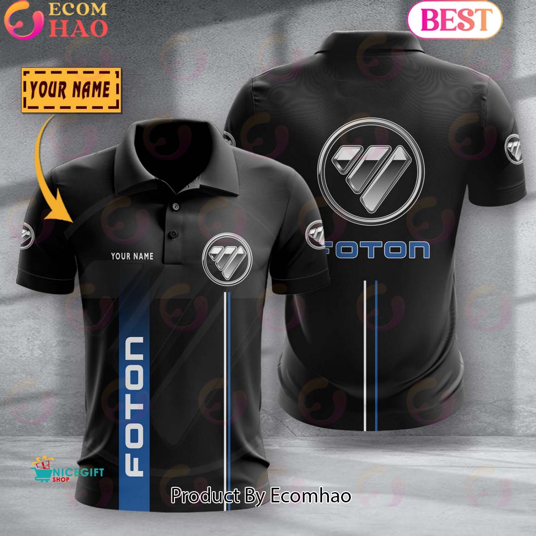 Custom Name TRUCK Dongfeng Full Black Design Polo Shirt