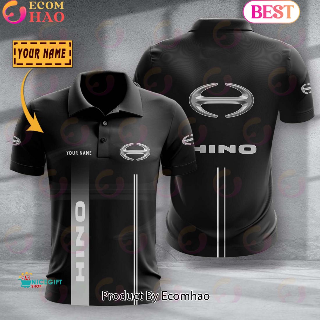 Custom Name TRUCK Dongfeng Full Black Design Polo Shirt