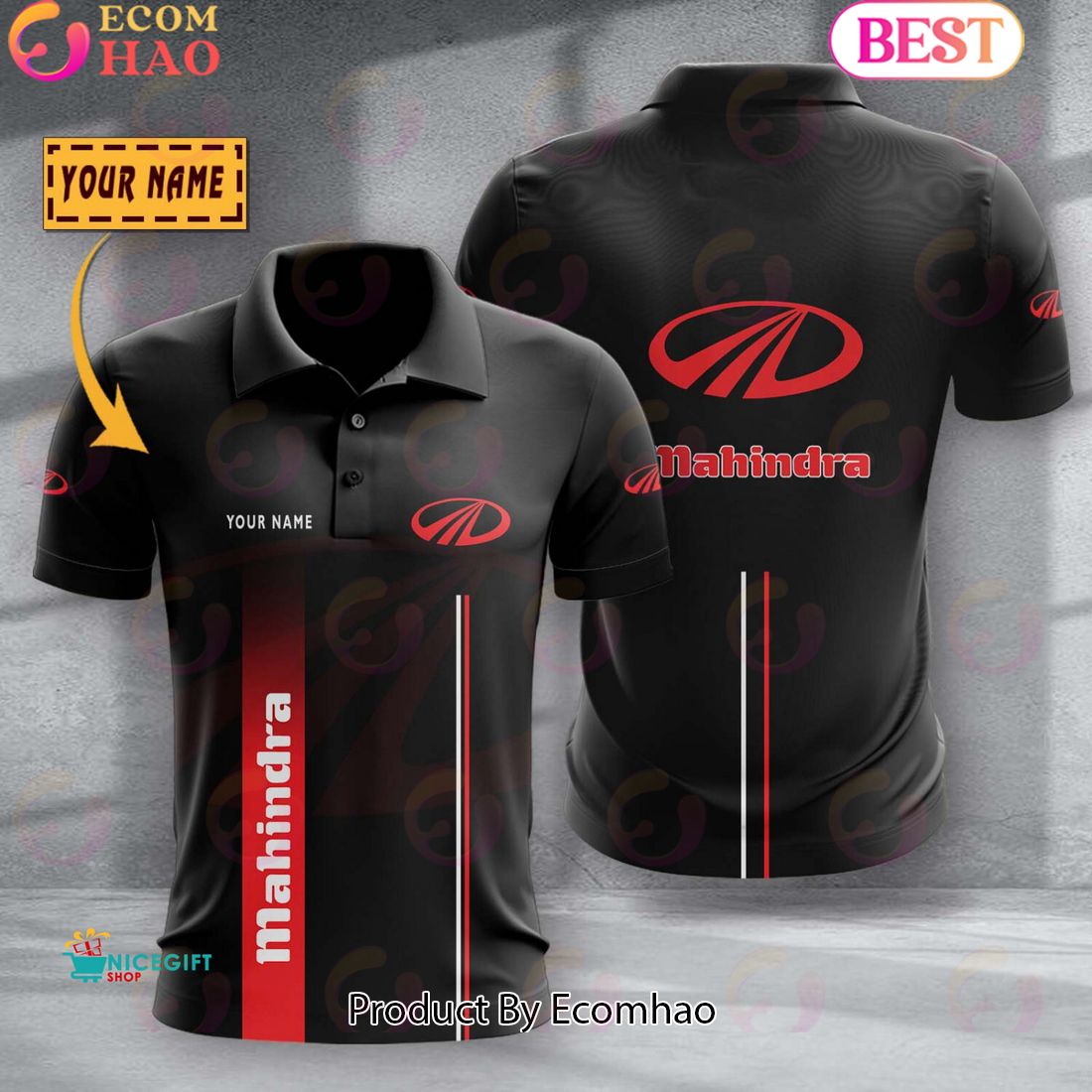 Custom Name TRUCK International Full Black Design Polo Shirt