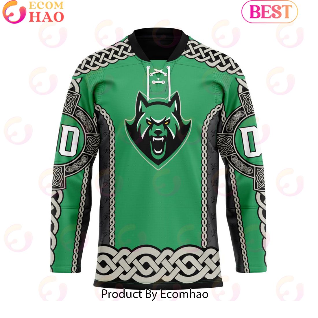 Albany FireWolves St Patrick Day Custom Name Custom Number Team Jersey Hockey Jersey