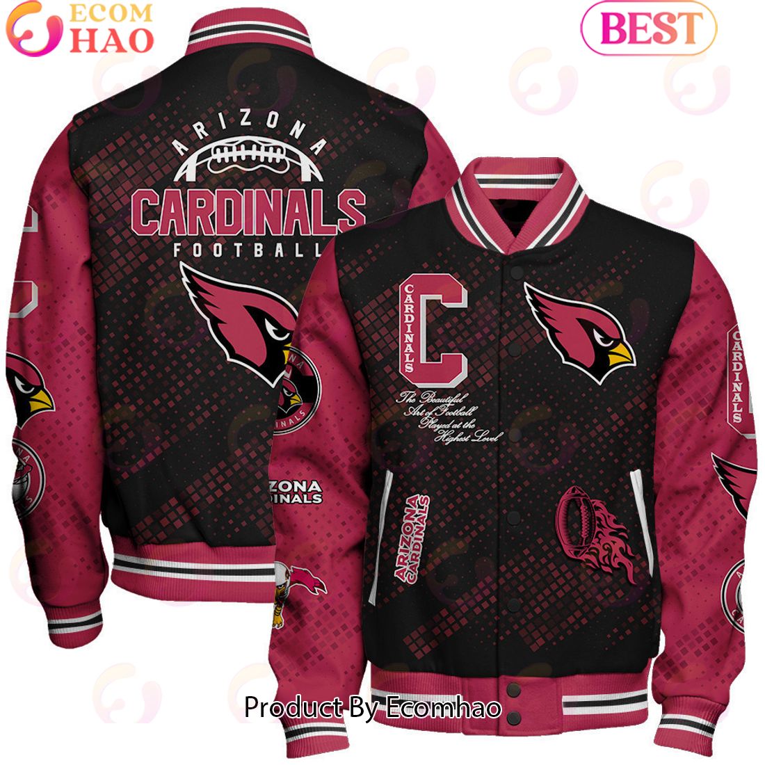 Arizona Cardinals National Football League Pattern Baseball Jacket