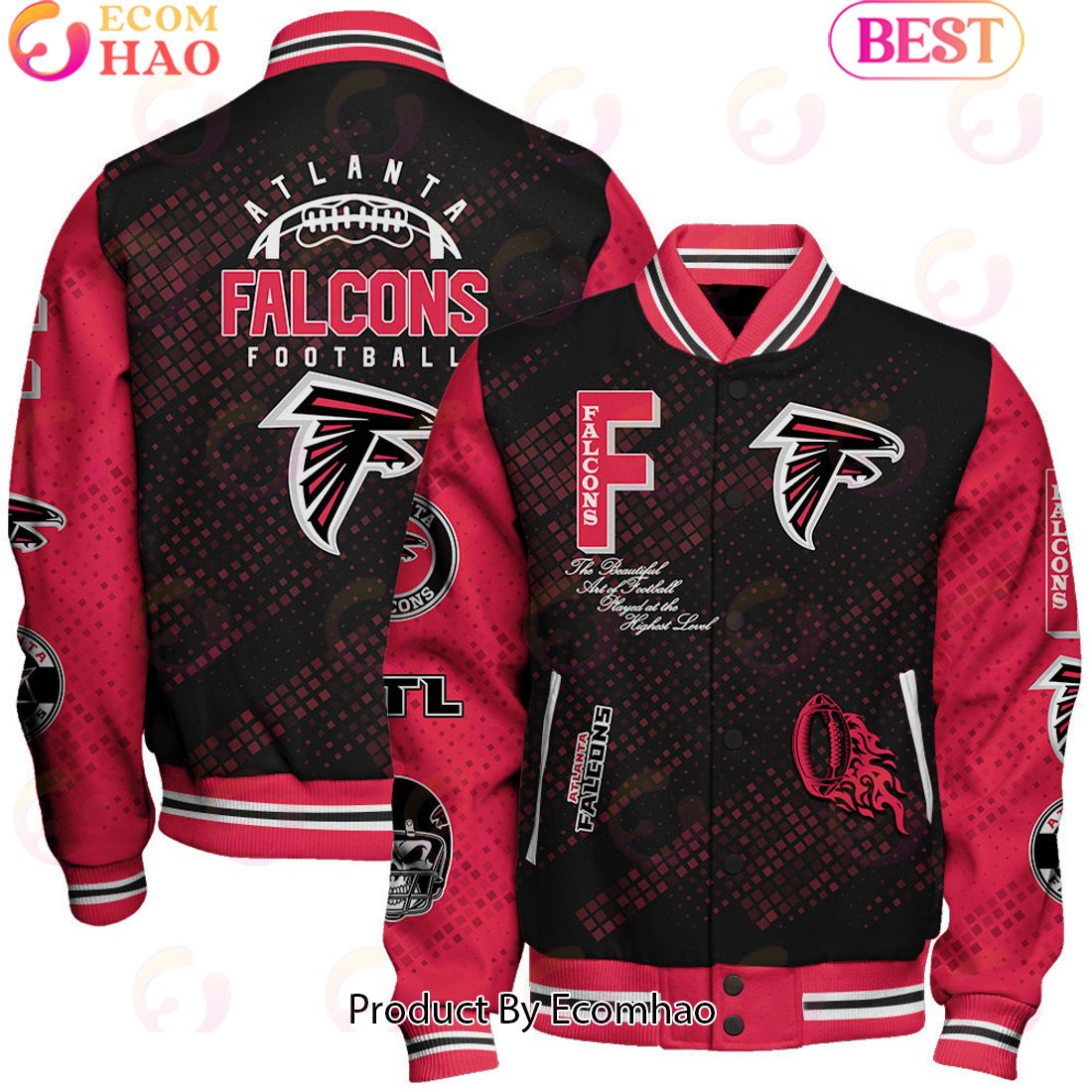 Atlanta Falcons National Football League Pattern Baseball Jacket