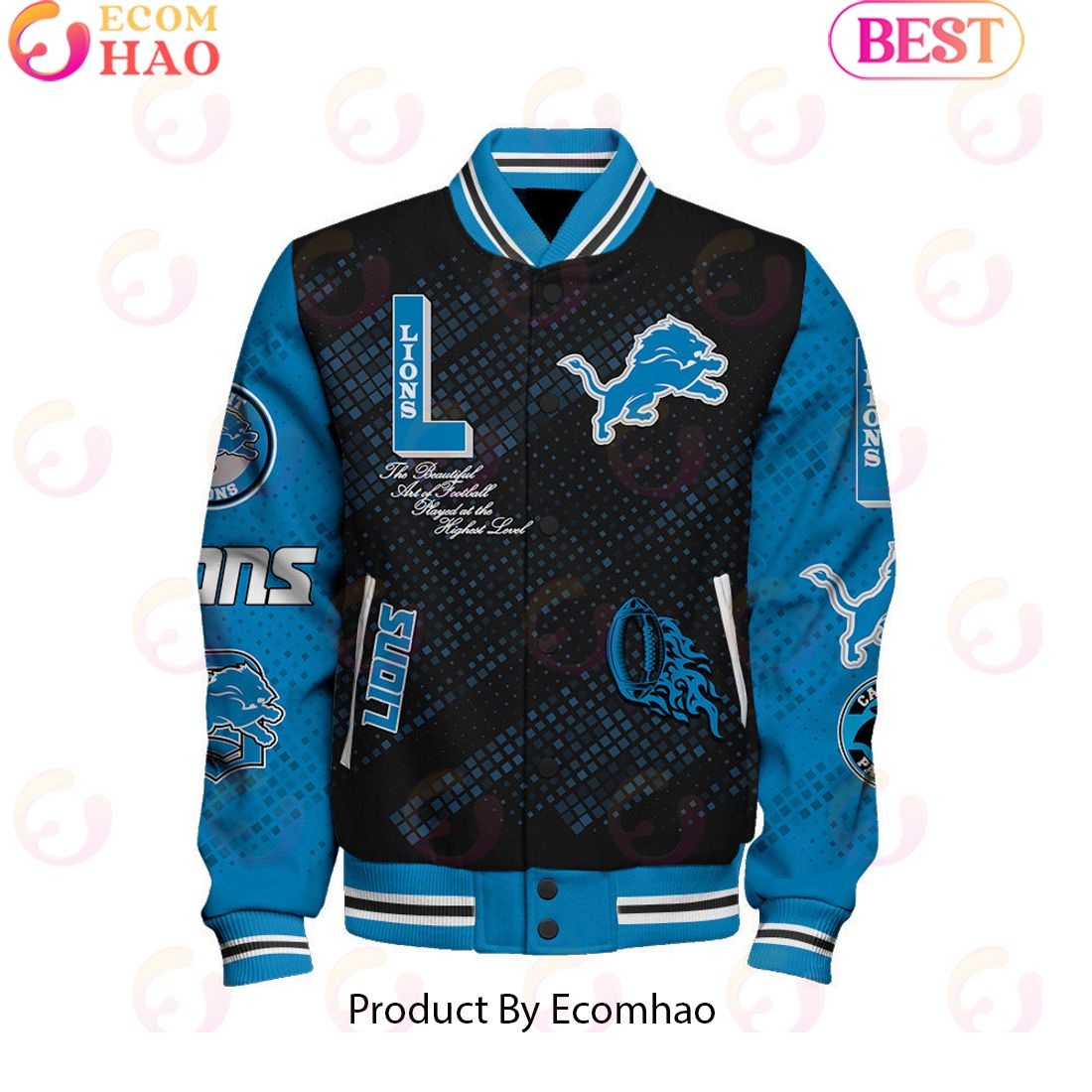 Detroit Lions National Football League Pattern Baseball Jacket