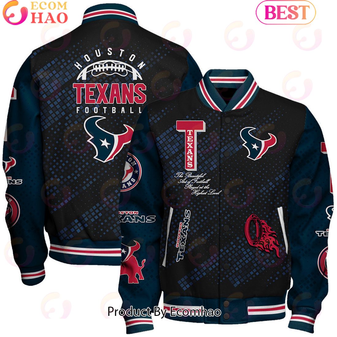 Houston Texans National Football League Pattern Baseball Jacket