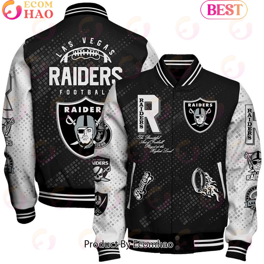 Las Vegas Raiders National Football League Pattern Baseball Jacket