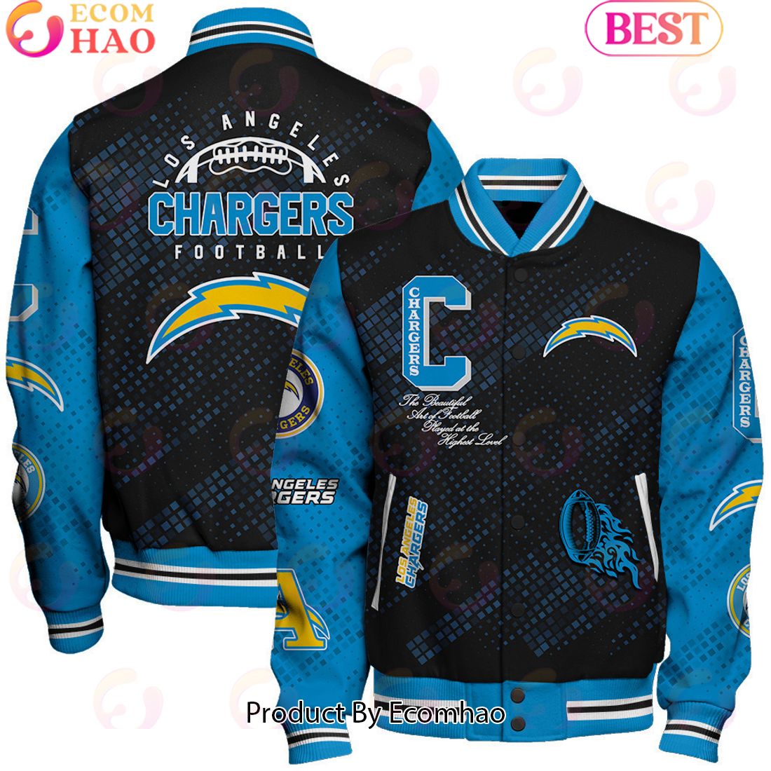 Los Angeles Chargers National Football League Pattern Baseball Jacket