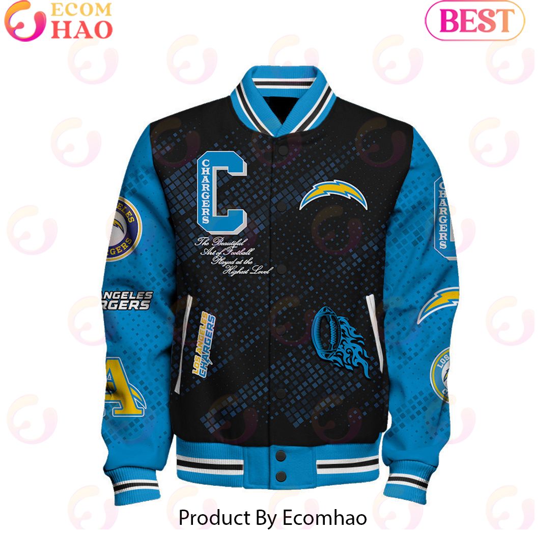 Los Angeles Chargers National Football League Pattern Baseball Jacket