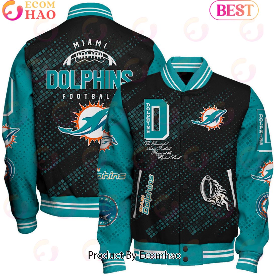 Miami Dolphins National Football League Pattern Baseball Jacket