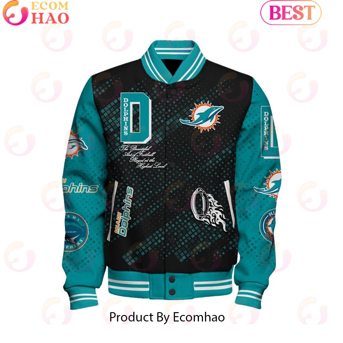 Miami Dolphins National Football League Pattern Baseball Jacket