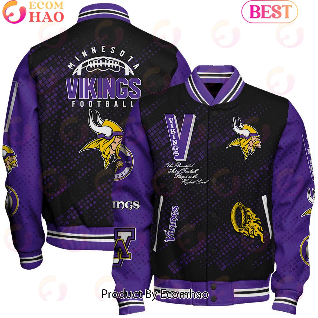 Minnesota Vikings National Football League Pattern Baseball Jacket