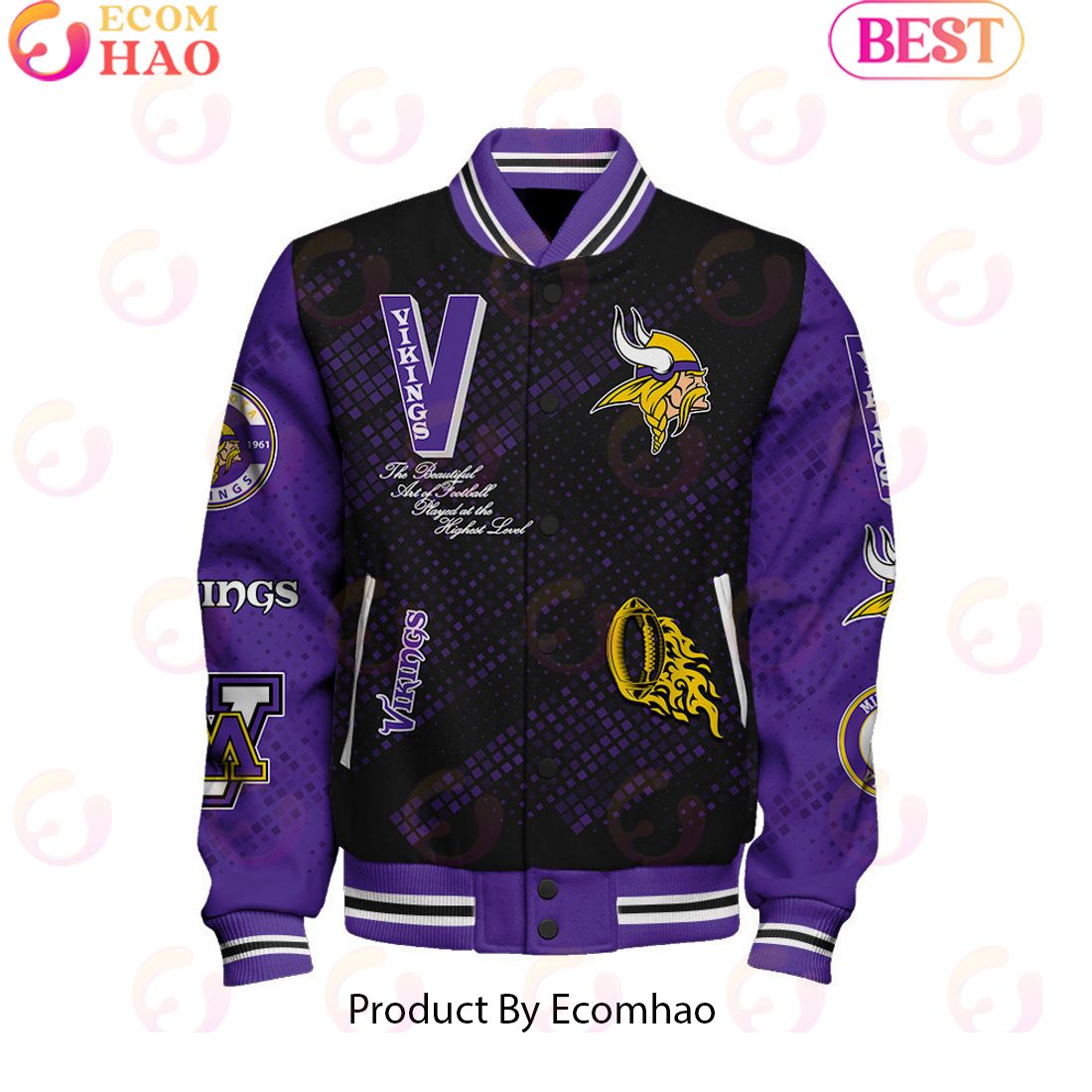 Minnesota Vikings National Football League Pattern Baseball Jacket