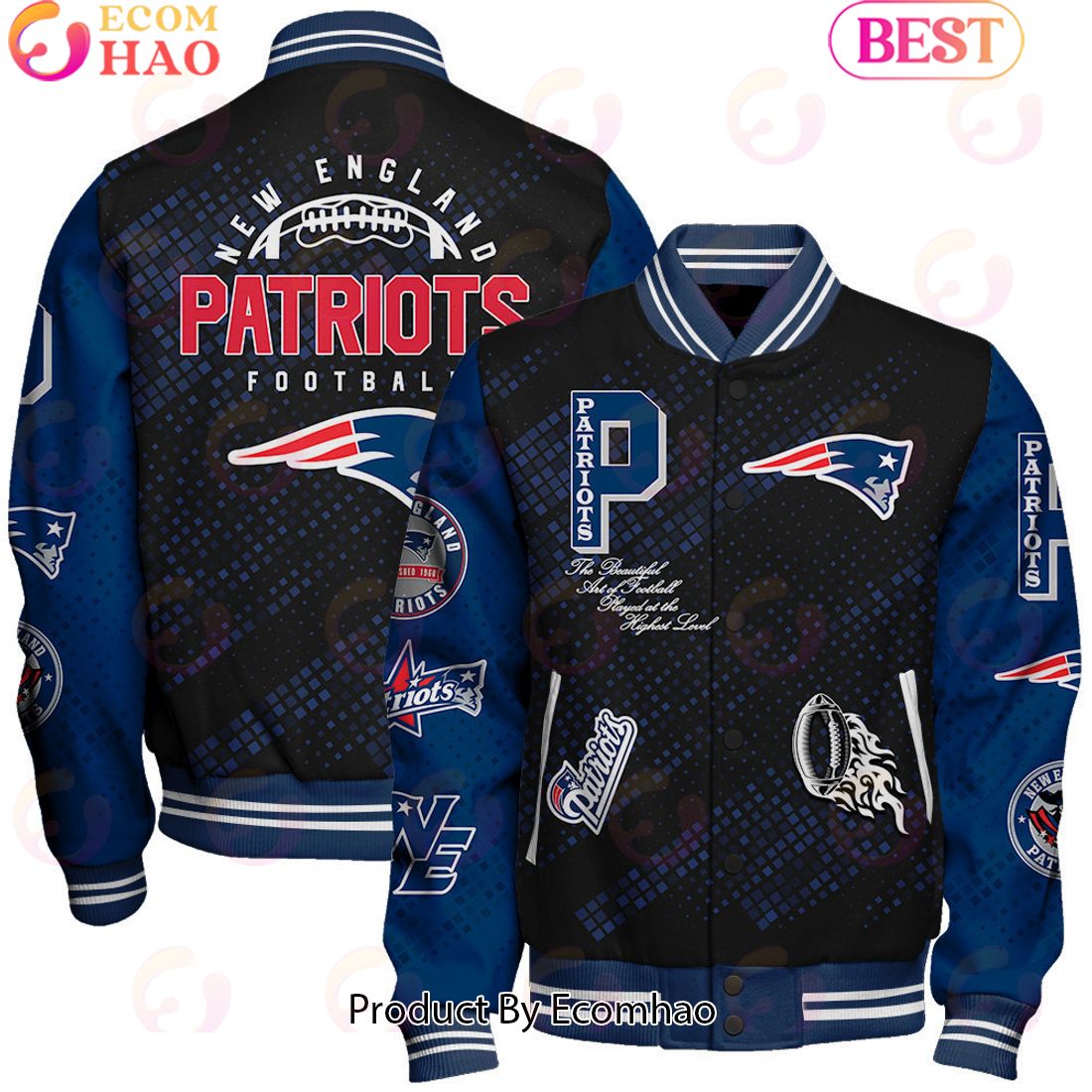 New England Patriots National Football League Pattern Baseball Jacket